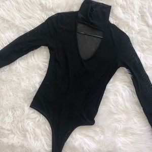 SEXY MESH TURTLE NECK BODY SUIT
